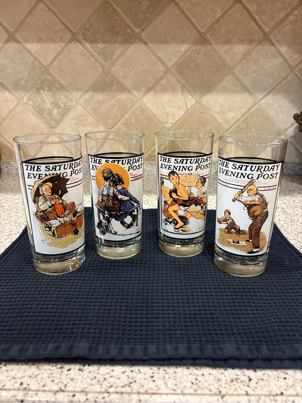 Set of four vintage 1987 Arby's "Summer Scenes Collection" drinking glasses